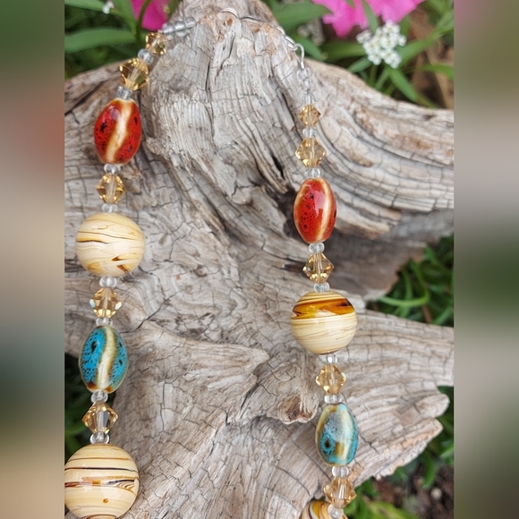 Glass Bead Becklace with Swarovski Crystal Bead Spacers & 925 clasp - Picture 4 of 5